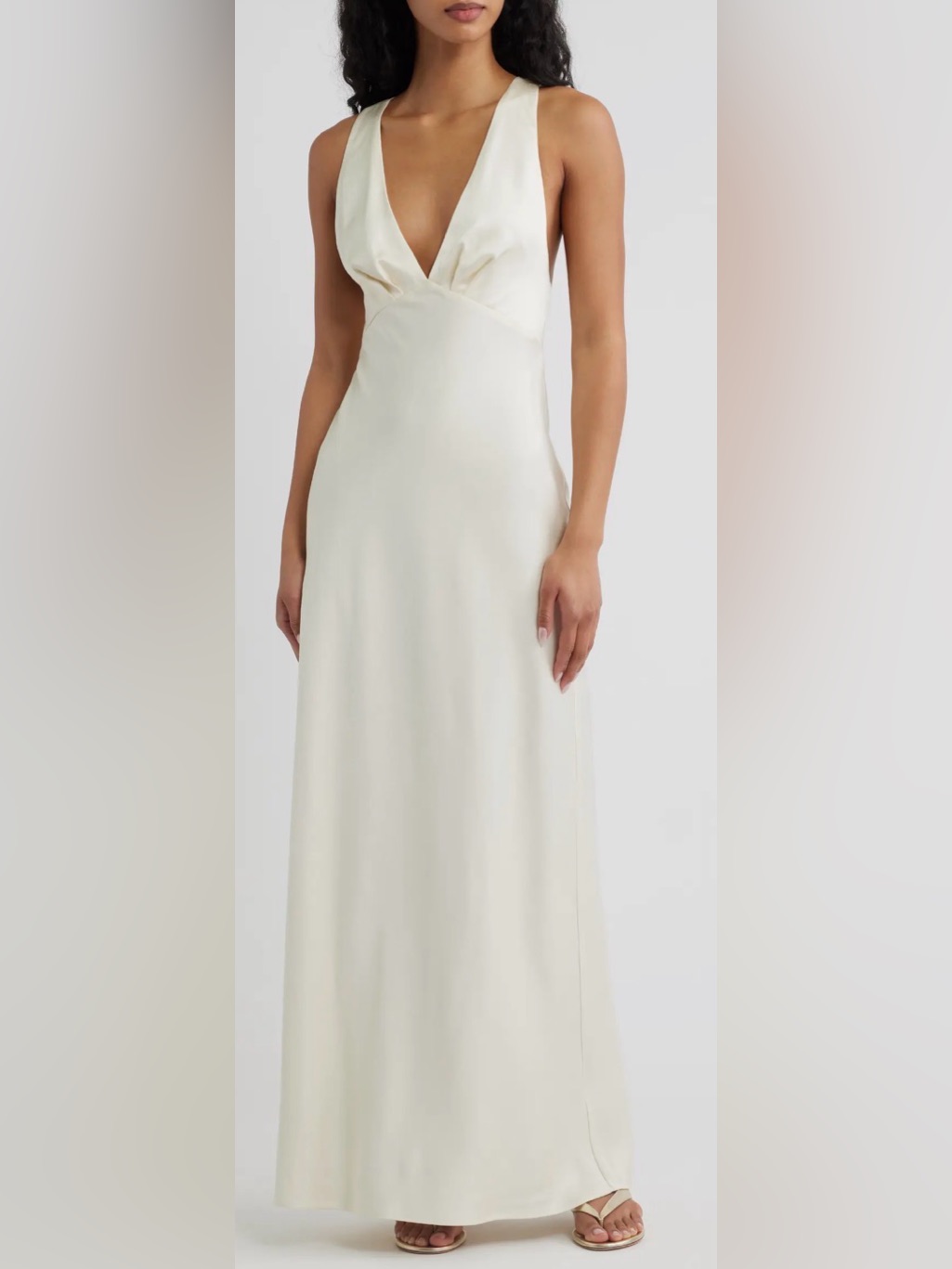 Nwot Significant Other Lucile Sleeveless Satin Maxi Ecru Cream Dress Sz 8